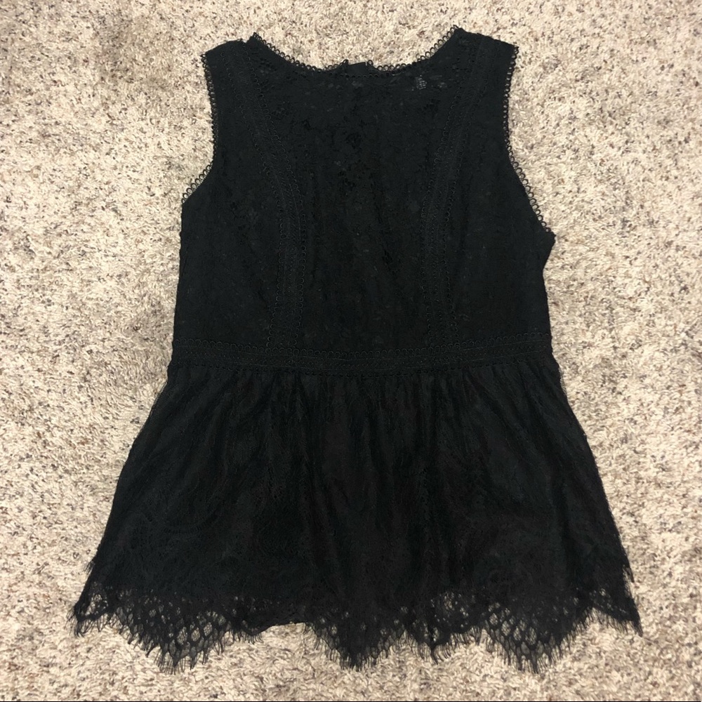 WHBM Black Lace Peplum Top